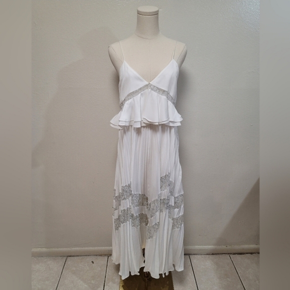 Self Portrait Amelia Pleated Lace Dress Size 6 - Picture 4 of 8